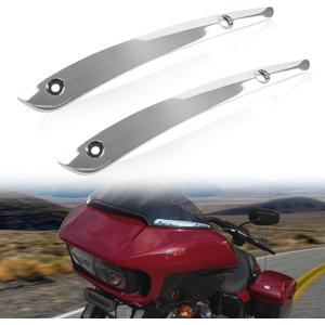 Side Road Glide Windshield Trim, Split Front Windscreen Side Molding Windshield Trim Kit for Harley Road Glide Ultra FLTRU FLTRX Special FLTRXS 2015-2023 Accessories (2PCS) (Silver)