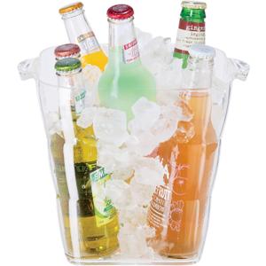 OGGI Acrylic Square Ice Bucket - Clear Beverage Cooler w/Handles, Wine Cooler, Beer Chiller, Ideal Drink Buckets for Parties, Use Ice Tub for Indoor or Outdoor Bars, 8 x 8 (8-Inch by 8-Inch)