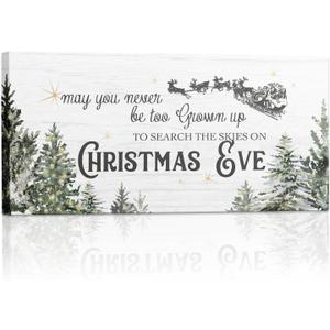SVFGHGGN Rustic O Holy Night Navy Large Christmas Tree Winter Framed Above Wall Art Pictures Sign Canvas Jesus Christian Decor Decorations, 40x20 Inches (white christmas tree)