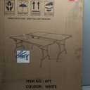 Set of 2 Folding Table 6 FT Lightweight Camping Table White Portable Plastic Rectangular Outdoor Dining Table Steel Legs Fold-in-Half with Carrying Handle for Indoor,Picnic,Party,Wedding,Events