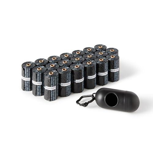 Amazon Basics Dog Poop Leak Proof Bags with Dispenser and Leash Clip, Unscented, 13" x 9" Large Size, 300 Count