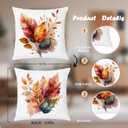 Fall Leaf Pillow Covers 18x18, Fall Room Decor, Rustic Farmhouse Autumn Leaves Botanical Decorative Throw Pillow Covers Pillowcases for Home Living Room Bedroom, Set of 2