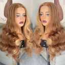 Honey Blonde Lace Front Wig Body Wave Synthetic Wig Highlight Wigs For Women 180% Density Transparent Lace Frontal Wigs (26 Inch)
