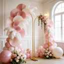 Toolterritary Metal Arch Backdrop Stand Set of 2, 7.2FT+ 6FT Balloon Arch Stand, Gold Wedding Arch Frame with Stable Base, Arch Backdrop for Party Birthday Baby Shower Graduation Decor