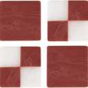 Folkulture Resin Coasters Set of 4 | Waterproof Drink Coasters for Coffee Table, Party Decor, Bar Accessories | Cute, Boho Home Décor | Housewarming Gifts - Checkered Rust