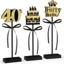 3 Pcs 40th Birthday Table Decorations Wooden Signs,Happy 40th Birthday Tiered Tray Decorations for men women Birthday Party Decor (40)