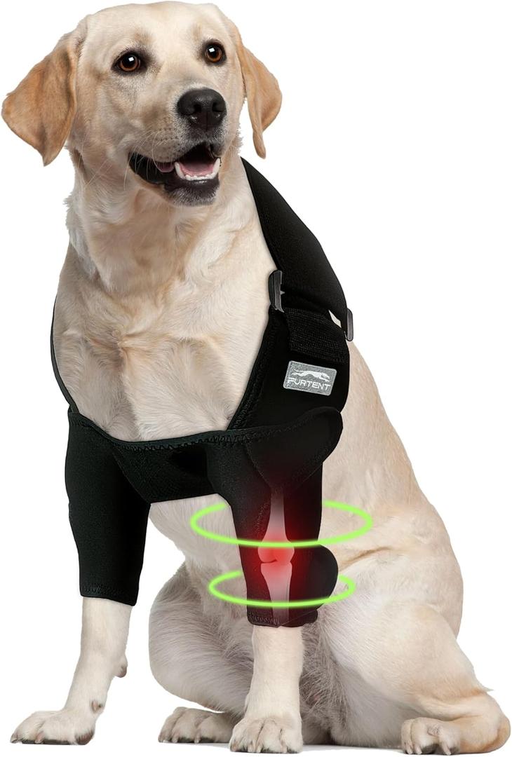 Furtent Dog Front Leg Brace for Elbow Dysplasia, Shoulder Dislocation, Hygroma, Pet Prevent Licking Wound Elbow Protector, Avoid Cone of Shame, Abrasion Resistant Dog Recovery Sleeve, L