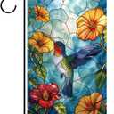 Garden Flags a Hummingbird with some Colorful Flowers Background Double Sided Yard Flags 12x18 inch for Yard Outdoor Decor