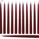 Burgundy Taper Candles 12 Inch Tall Dripless Smokeless Elegant Premium Quality Unscented Hand-Dipped Set of 12 for Wedding, Dinner, Formal Candlelighting Made in USA