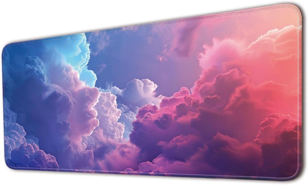 Keyboard Mat, Large Mouse Pad, Colorful Clouds