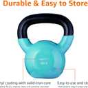 Basics Vinyl Coated Cast Iron Kettlebell for Strength Training, 40 LB, Textured Wide Handle, Full Body Workout, Light Blue