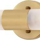 BYOLIIMA Gold Knurled Texture Wall Sconce Frosted Glass Shade Modern Bathroom Vanity Light Fixtures 2-Lights Mid Century Wall Light for Mirror Living Room Hallway E26 T10 Bulbs(Excluded)