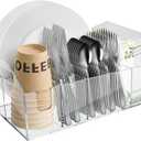 Acrylic Paper Plate Organizer, Utensil Silverware Caddy, Used For Storing Plates, Cups, Napkins, Small Snacks And Tableware - Suitable For Home, Party, Camping And Picnic
