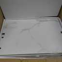 Wolawu Ladder Shelf 4 Tiers Metal Industrial Bookshelf,White Marble Wood Tall Open Storage Rack and Display Shelves,Wall Mount Wide Book Case for Home Office Bedroom,Small