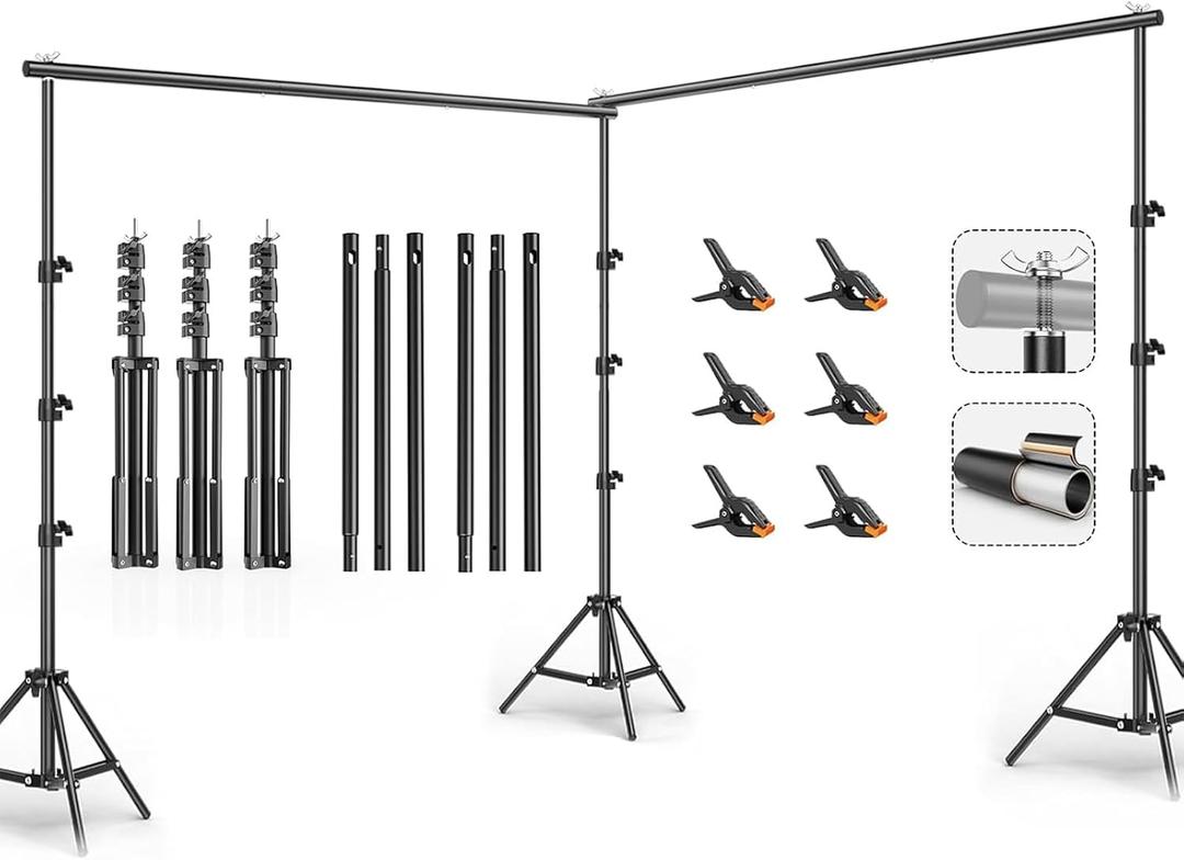 10x20FT Backdrop Support Stand for PhotographyAdjustable Width & Length Backdrop Stand Background Support System Kit for Photo Video Studio Shooting, Party, Outdoor, Wedding