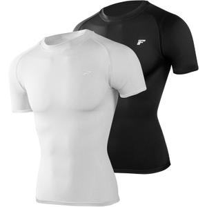 Men's Compression Quick Dry Short Shirts UPF 50+ UV Sun Protection Workout Undershirts Weatherproof Rash Guard (XL)