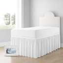 Shreem Linen Dorm Bed Skirt Twin XL 36 Inch Drop, 100% Microfiber Extra Long College Dust Ruffle Bedskirt, White