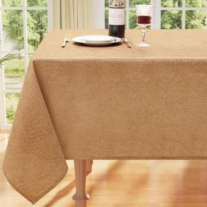 Faux Linen Rectangle Tablecloth Waterproof 48x72 inch Table Cloth Stain and Wrinkle Resistant Washable, Decorative Fabric Table Cover for Dining, Kitchen, Wedding and Parties, Coffee