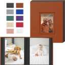 Popotop Photo Album 4x6 100 Pockets with Leather Hardcover Cover, Small Photo Album Holder Book with 50Pcs Pages for Family Travel Wedding Baby Gifts (Brown)