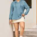 AlvaQ Womens Plus Size Sweatshirts Casual Long Sleeve V Neck Drawstring Hoodies Tops (Blue)