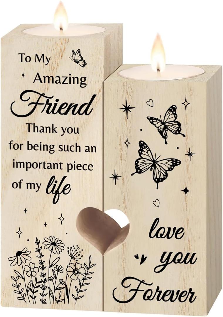 SteadStyle Friendship Gifts for Women Heart-Shaped Candle Holder Gifts for Friend, Birthday Present for Female Friends, BFF Soul Sister Surprises for Mothers Day Christmas