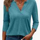 TICTICMIMI Women's V Neck 3/4 Sleeve T Shirts Casual Basic Summer Tees Shirts Loose Fit Tunic Tops Size M