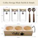 Glass Coffee Canister Set with Shelf & Spoons - 3 Piece Airtight Seal Coffee Bean Storage Containers & Filter Holder for Kitchen Organization