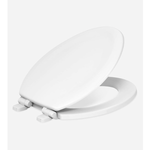 KOHLER Stonewood Quiet-Close, Elongated Toilet Seat Soft Close, Durable Wood, Easy Installation, Universal Fit, Home Essentials, White Finish, K-20466-0