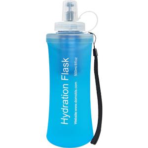 500ML Collapsible Water Bottle with Filter for Hiking, Camping & Travel - TPU Soft Flask, 0.1 Micrometer Hollow Fiber Membrane for Clearer, Better Tasting Outdoor Water(Blue)