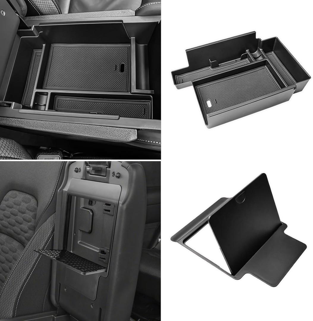 2Pcs Center Console Organizer Compatible with Nissan Pathfinder 2022-2025 And Hidden Organizer Box Accessories Secret Compartment Armrest Hidden Storage Insert Tray, Black