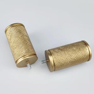 Decorative Curtain Rod Finials, Polyresin Gold Knurled Design Finials, Set of 2, Compatible with 1 inch Diameter Curtain Rod, Standalone Finial Pair