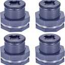 JoyTube 1 Female PVC Bulkhead Fitting with Plug Silicon Seal Gasket Water Tank Connector for 1.77 Inch or 2 Inch Hole Saw Rain Barrels, Aquariums (pack of 4)