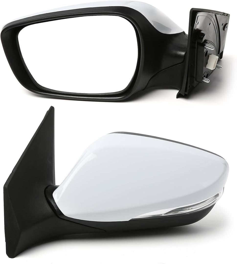 Driver Side Mirror (Left/LH) Compatible with Hyundai Elantra 2011-2013, Power Adjust, Manual-Folding, w/Turn Signal, 5-Pin Connector, White Housing, Replaces 87610-3Y100, HY1320179