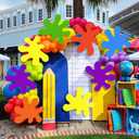12 Sets Back to School Decoration 17.7x15.8 Inch Large Colorful Paint Splatter Card with Self-Adhesive Painting Splatters Cutouts for Art Paint Party Door Window Bulletin Board Blackboard Decorations