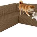 U Shaped Sectional Couch Covers for L Shaped Corner Sofa Waterproof 6 Piece Washable Sectional Sofa Cover Non Slip Velvet Couch Slipcover Protector for Dogs Pets (Small, Light Brown)