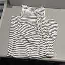 Women's Striped Twist Front Split Thight Tank Dress Crewneck Sleeveless Midi Dress Knit Casual Summer Bodycon Dress Large