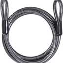 DELSWIN Security Steel Cable with Loops - 3/8 inch (10 mm) Thick (6' or 15') Heavy Duty Bike Lock Cable Vinyl Coated Braided Cables for U-Lock and Padlock