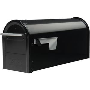 Architectural Mailboxes Franklin Post Mount Mailbox, Black with Silver Accents, FM110BEC
