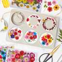145pcs Natural Pressed Dried Flowers Mixed Multi-Color Pressed Flower Mini Rose Hydrangea Daisy for Art Craft DIY Resin Nail Art Floral Decors (Red, Purple & Blue)