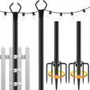 2 Pack String Light Poles,10 Ft Light Poles for Outside String Lights,Outdoor Lights Pole with Fork,Metal Poles Stand for Patio Deck Backyard