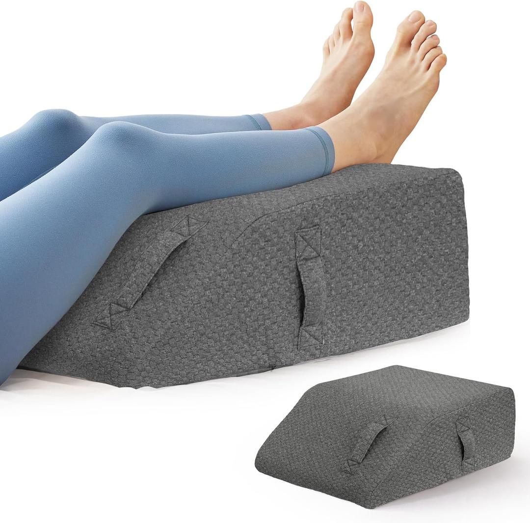 Leg Pillow Elevation Blood Circulation, Leg Elevating Pillows for After Surgery, Sleeping, Memory Foam Wedge Pillow for Legs Swelling, Foot Knee Pillow for Back Pain, 23.616.88in, Dark Grey