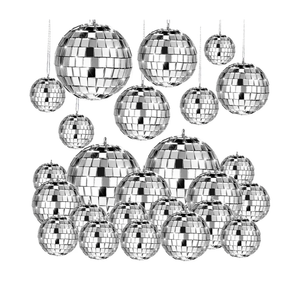 Dingion 6 ft Disco Ball Garland  New Year Eve Party Decor Disco Ball Ornament Reflective Silver Mirror Balls for Retro New Year Party Supplies Decorations Indoor Outdoor Photo Props