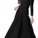 KOH KOH Womens 2025 Long Sleeve Flowy Formal Evening Elegant Designer Maxi Dress, Size: S