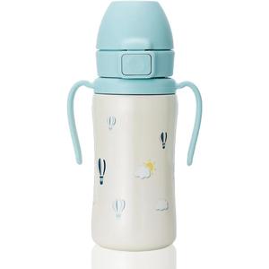 GROSMIMI Insulated 316 Stainless Steel Spill Proof Straw Cup, Water bottle with Flip Top for Toddlers, BPA Free (air balloon, 10oz)