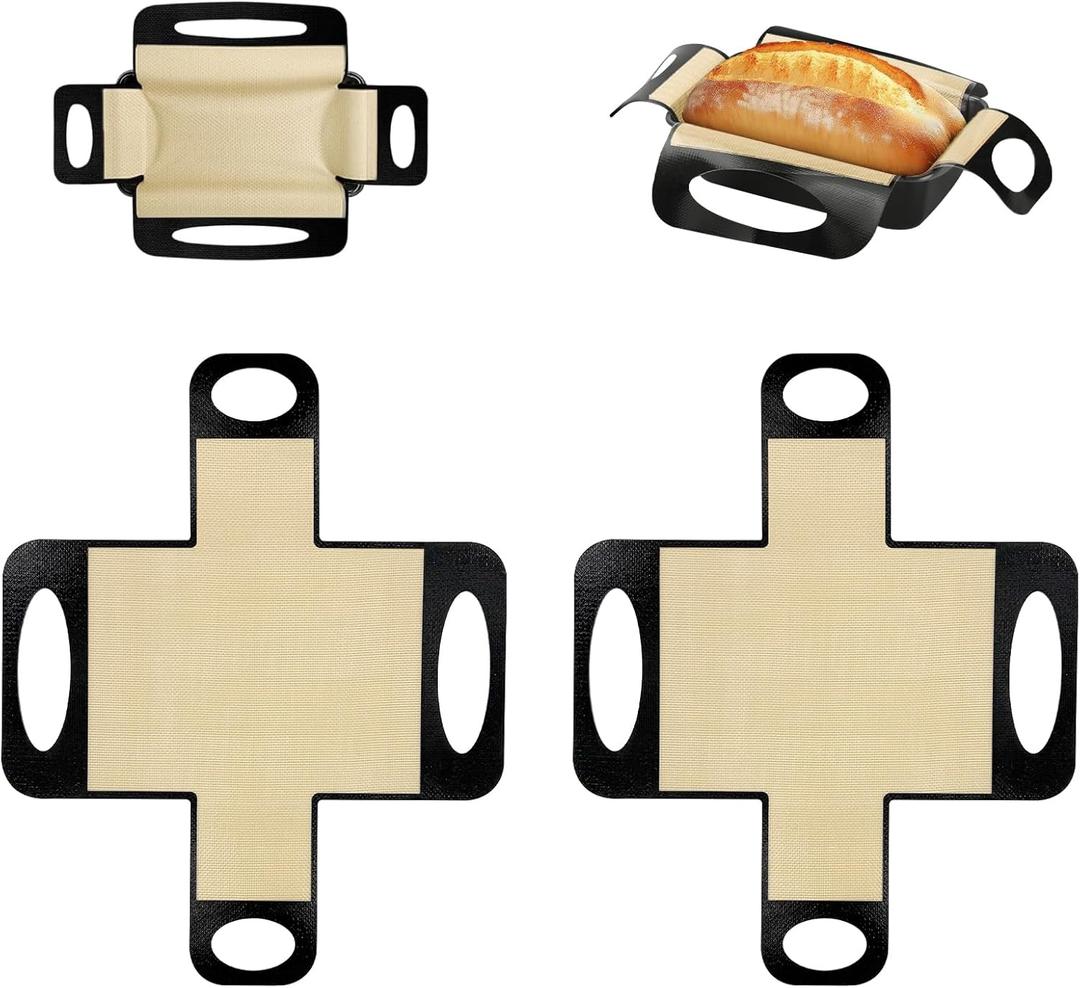 1 Pcs Reusable Silicone Bread Sling, Food-Grade Silicone Bread Loaf Pan Liners & Lifters with 4 Handles, Non-Stick & Easy Clean Dough Transfer Baking Mat for 9x5" or 1.5lb Loaf Pans