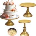 3-Set Modern Cake Stands Round Cake Stand Cupcake Stands for Baby Shower, Wedding Birthday Party Celebration, Gold