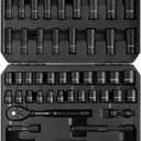 Eastvolt 46 Pieces Drive Socket Ratchet Wrench Set, Mechanic Tool Kits with 72 Teeth Reversible Ratchet, Extension Bar Set and Storage Case, Metric/SAE