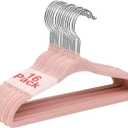 Baby Velvet Hangers, 11 Inches Kids Clothes Hangers, Non-Slip Childrens Hangers for Infant and Toddler 16 Pack Pink