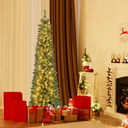 Pencil Christmas Tree with Memory Wire Branch Tips and Warm LED Lights 8Ft