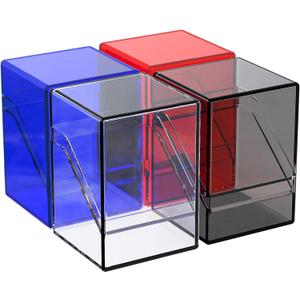KKU 4 Pack Card Deck Cases, Trading Card Storage Boxes Acrylic Card Holder Cases, Deck Storage Box Hold 400+ Sleeved Cards Fit for Sport Cards